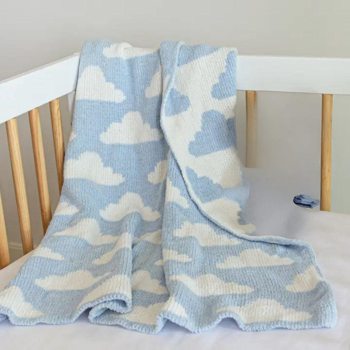 Chenille Blanket - Blue Clouds