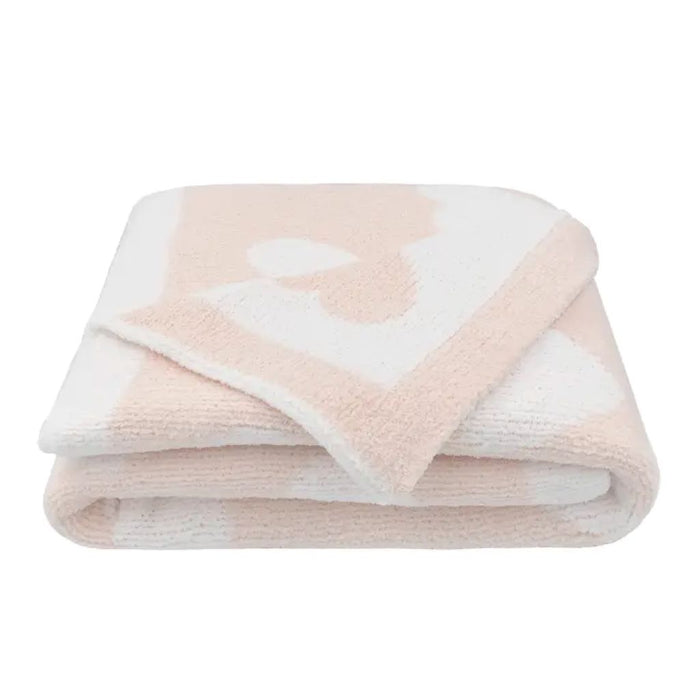 Chenille Blanket - Pink Hearts