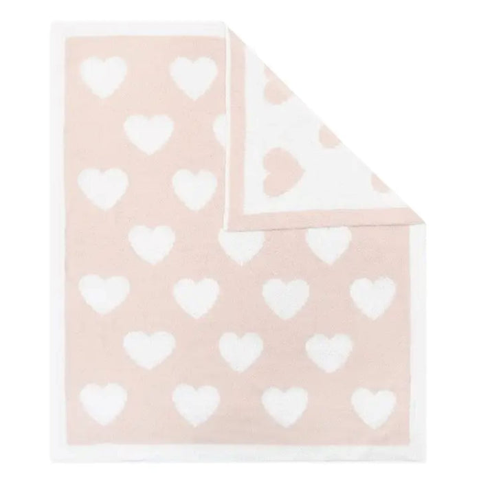 Chenille Blanket - Pink Hearts