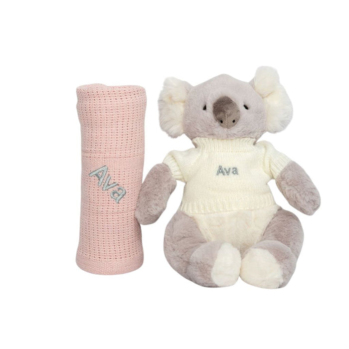 LIMITED EDITION Koala Set with Green,Grey,Pink, Rose or White Blanket