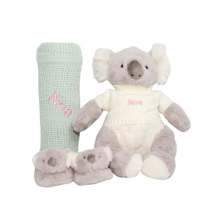 LIMITED EDITION Koala Set with Green,Grey,Pink, Rose or White Blanket