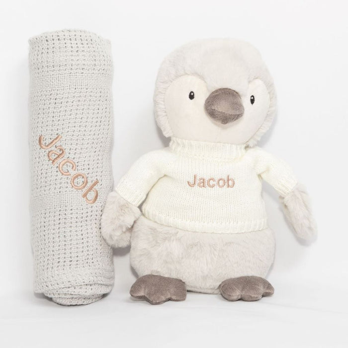 LIMITED EDITION Penguin Set with Grey, Green, Pink, Rose or White Blanket