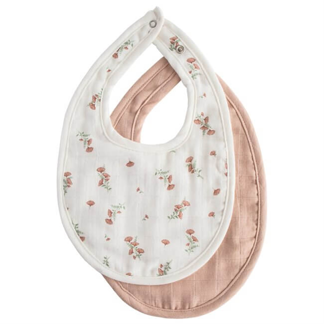 Mushie Muslin Bib 2-Pack - Blush/Pink Floral