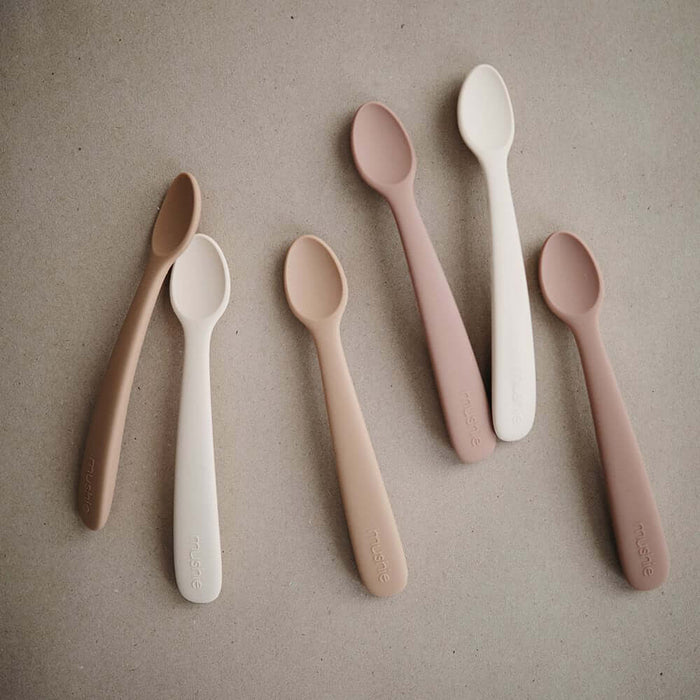 Mushie Silicone Feeding Spoons 2-Pack - Blush/Shifting Sand