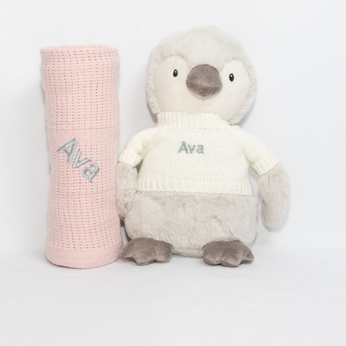 LIMITED EDITION Penguin Set with Grey, Green, Pink, Rose or White Blanket