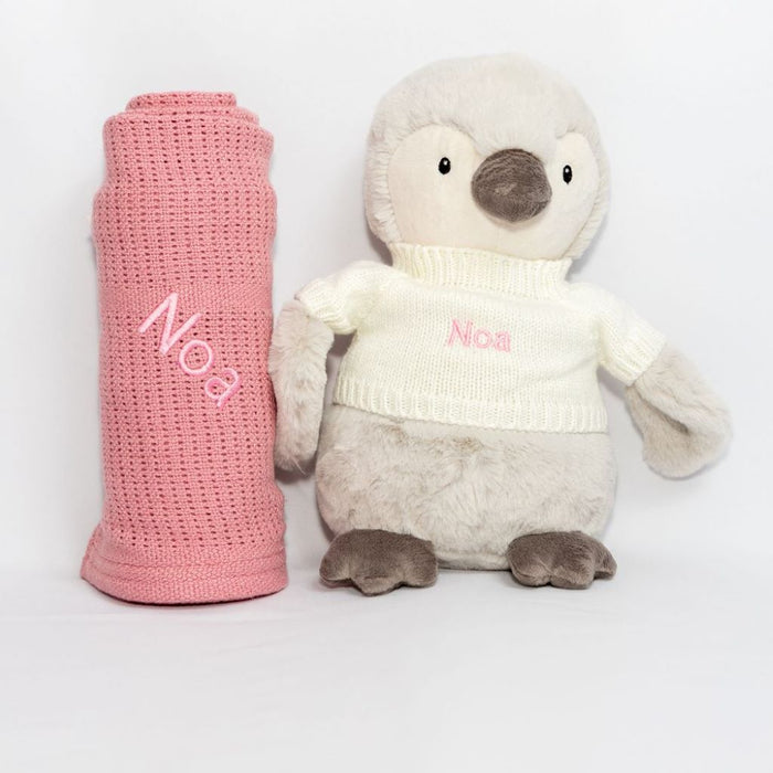 LIMITED EDITION Penguin Set with Grey, Green, Pink, Rose or White Blanket