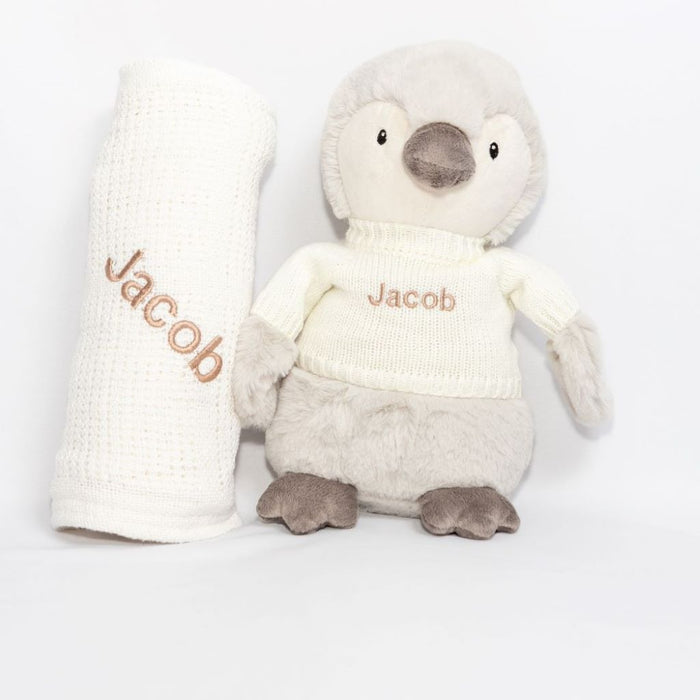 LIMITED EDITION Penguin Set with Grey, Green, Pink, Rose or White Blanket