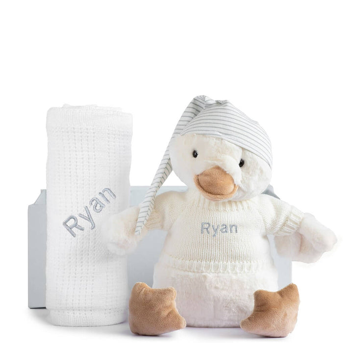 Ducky Set with Green,Grey,Pink, Rose or White Blanket