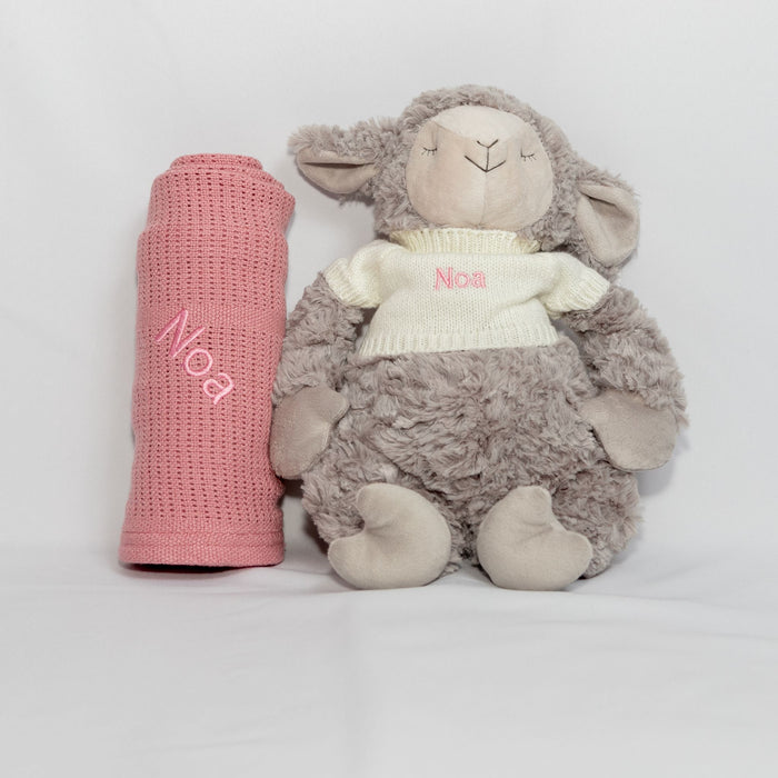 Sheepy Set with Green,Grey,Pink, Rose or White Blanket