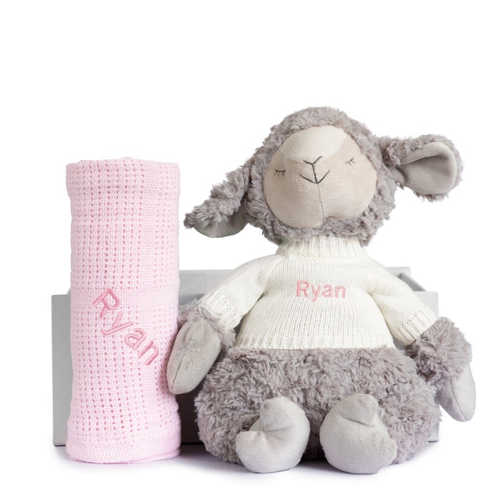 Sheepy Set with Green,Grey,Pink, Rose or White Blanket