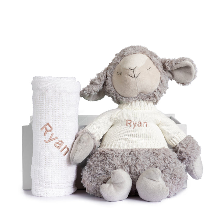 Sheepy Set with Green,Grey,Pink, Rose or White Blanket